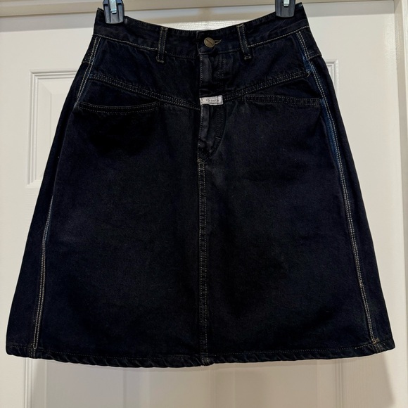 Rare! Marithe & Francois Girbaud Vintage 80s Black Denim Mini Skirt Size 5/6 - Picture 1 of 16